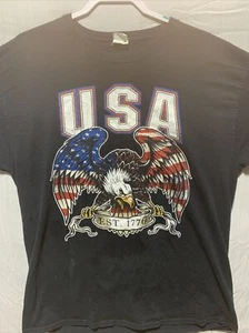 Vintage Distressed USA Patriotic T Shirt Eagle EST 1776, US Flag FrontHit Sz XL - Picture 1 of 9