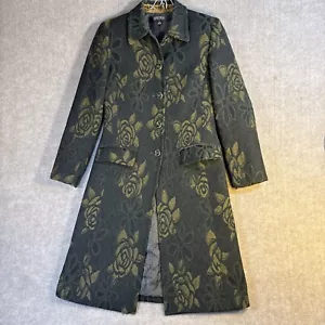 Kasper Algonquin Moss Green Floral Wool Blend Long Jacket 4 Dark Academia Fairy - Picture 1 of 7