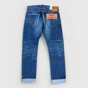 Edwin SEN Selvage Flaco con Cincha Rojo Ribete Oscuro Medio Usado SK505-1246 W32 L34 - Imagen 1 de 13