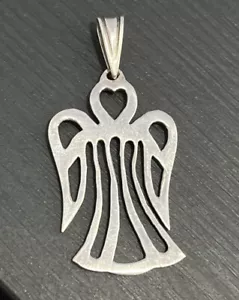 Sterling Silver 925 Openwork Angel Heart Pendant A97 - Picture 1 of 3
