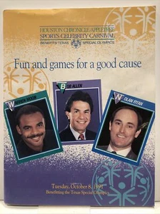 Houston Chronicle Celebrity Program 91 Ken Caminiti Bruce Matthews Multi Signed - Picture 1 of 12