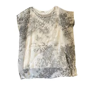 L'Atelier Paris Womens Top Grey & White Sleeveless Size 12/14 Crystal Detail - Picture 1 of 9