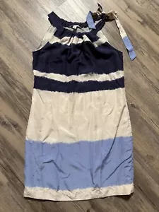 Banana Republic Kleid blau weiß ombre Etui ärmellos Größe 4 Schürze Bindeband am Ausschnitt - Bild 1 von 6