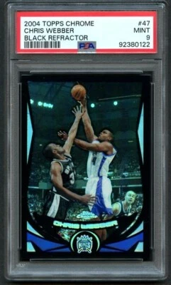 2004 年 Topps Chrome 黑色折射器 /500 克里斯 WEBBER #47 PSA 9 完好国王 — 第 1/2 张图片