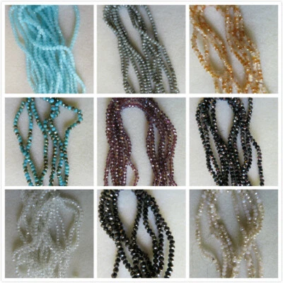 110 - 120pcs x 4mm+ Beautiful Glass Crystal Rondelle Beads 10Colours UK Seller - Image 1 of 3