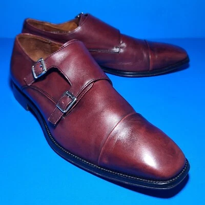 Massimo Matteo Oxford Mens Burgundy Leather Double Strap Monk Shoes Size 11 M.US - Image 1 of 4