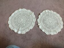 Beautiful Handmade Collectible Crocheted Doily Table Linen Set 2 White 14"