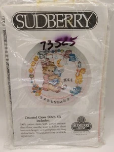 NIP Sudberry House Counted Cross Stitch Kit Baby Nursery Birth Sampler New Vintg - Picture 1 of 3