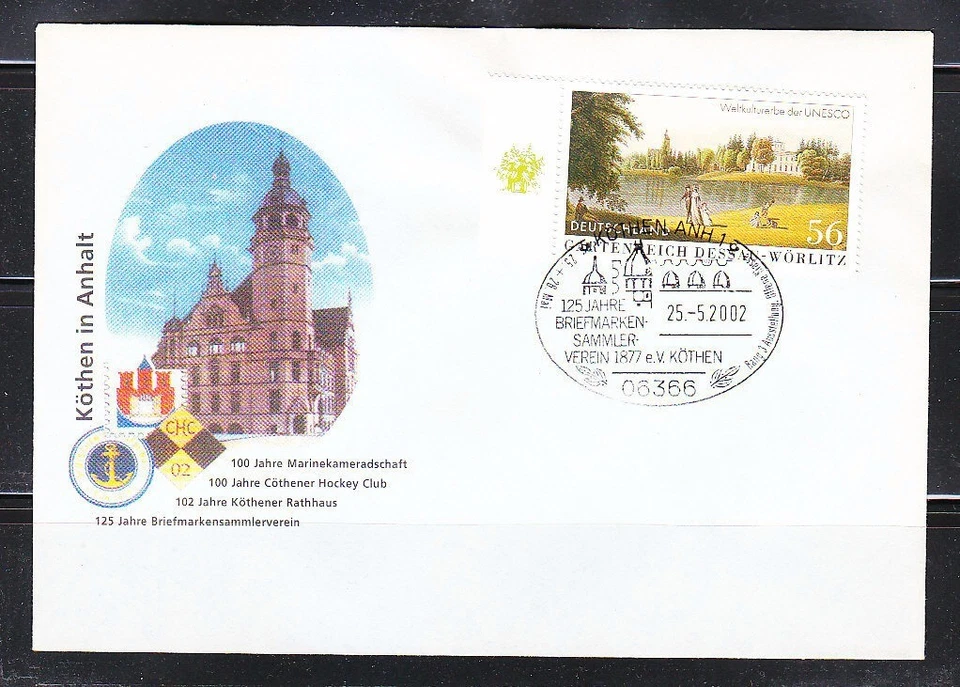 Germany 2002 cover Mi 2253 Sc 2159 Garden Kingdom of Dessau UNESCO heritage - Image 1 of 1