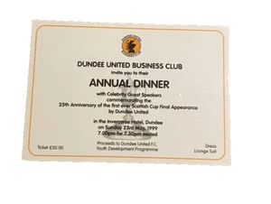 DUNDEE UNITED BUSINESS CLUB - ANNUAL DINNER TICKET - 23.5.1999 - Bild 1 von 1