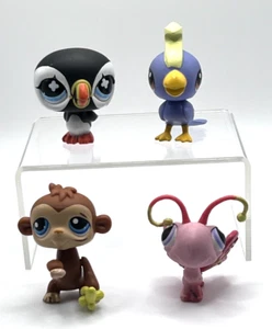 LPS Little Pet Shop Lot Of 4 Purple Cockatoo Pink Butterfly Penguin Monkey - Picture 1 of 4
