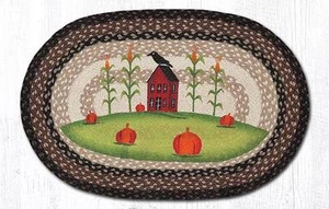 Braided Jute Stenciled Print Oval Area Rug. Earth Rugs. CORNFIELD PUMPKIN - Bild 1 von 1