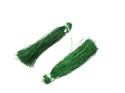 25 Pair Green Colour Silk Thread Tassel Jewellery Making 2"inch Green Tassel - Image 1 of 4