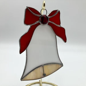 Campana de Navidad de vitral de colección con lazo rojo adorno Suncatcher - Imagen 1 de 8