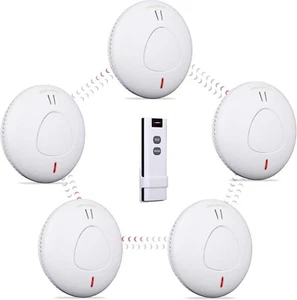 5 Pack Wireless Interconnected Photoelectric Smoke Alarm AS3786 Certified |10 Ye - Picture 1 of 7