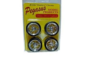 Pegasus 1/24-1/25 Scale Chrome Diablo's Wheels & Tires (4) 1246 - Picture 1 of 2