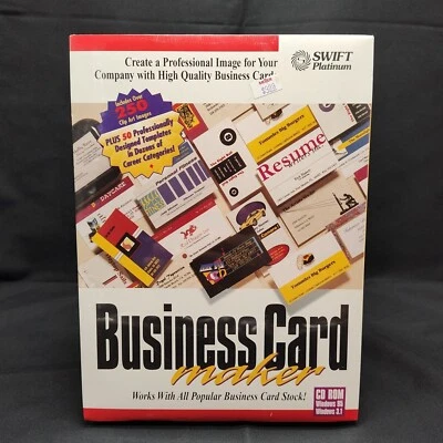 Vintage 1997 New Sealed Swift Platinum Business Card Maker Software Windows PC  - Image 1 of 4