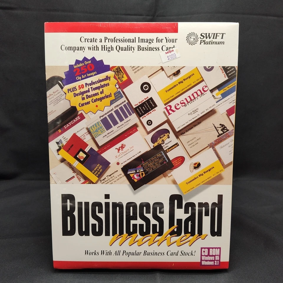 Vintage 1997 New Sealed Swift Platinum Business Card Maker Software Windows PC  - Image 1 of 4
