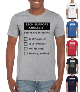 CAMISETA TECHIE DIVERTIDA PARA HOMBRES SOPORTE TÉCNICO LISTA DE VERIFICACIÓN PC TÉCNICA IT GAMER REGALO TOP - Imagen 1 de 19