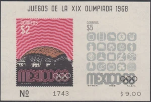 HOJA DE RECUERDO MEXICO Sc # 1000a CPL sin montar o nunca montada para los XIX Juegos Olímpicos de Verano 1968 de México - Imagen 1 de 1