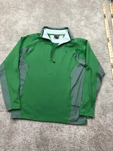 North Face Flashdry Men Large Jacket Pullover Quarter 1/4 Zip Green Stretch Soft - Picture 1 of 7