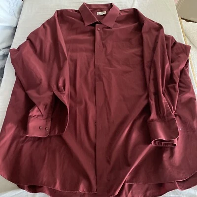 Modena Men’s 22 36/37 Tall Wine Red Long Sleeve Shirt Classic Fit Cotton Blend - Image 1 of 4