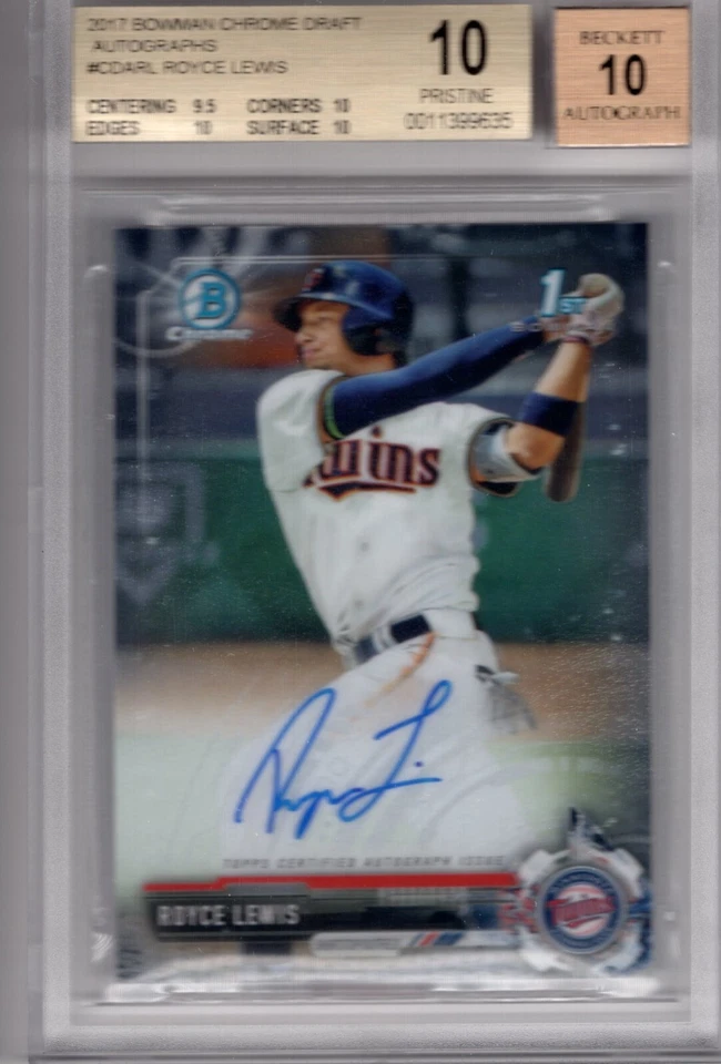 2017 Bowman Chrome Draft Rookie Autograph #CDA-RL Royce Lewis RC BGS 10/10 - Image 1 of 2