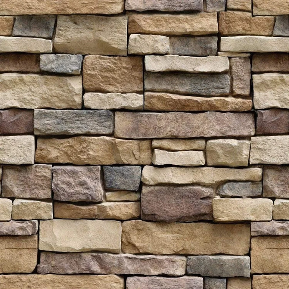 Abyssaly Stone Wallpaper Brick Peel and 17.7 " Brown