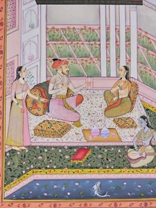 The Mughals Art Painting Indian Miniature Harem Art Painting With Real Gold Work - Picture 1 of 6