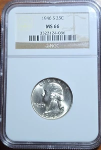 1946 S Washington Quarter NGC MS-66 Brilliant Uncirculated condition #A-108 - Picture 1 of 2