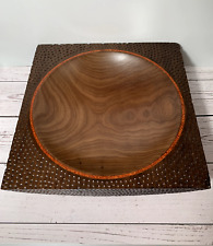 Black Walnut Wood Bowl Copper Epoxy Inlay Stippling Lathe Turned Decorative Dish