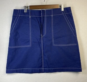 J.Crew Skirt Womens Size 14 Linen Cotton Blue Pockets Knee Length Academia Study - Picture 1 of 11