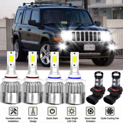 Para Jeep Commander 2006-2010 6x 8000K Faro LED Alto/Bajo + Kit de Bombillas Antiniebla Foto 1 de 4