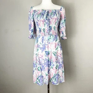 Faithfull the Brand Minikleid gesmokt Beldhi Ondine Blumenmuster Größe 10 / XL - Bild 1 von 12