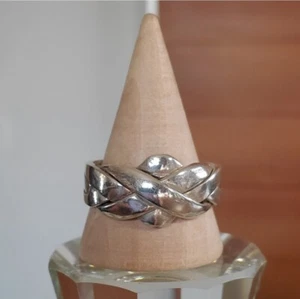 Puzzle Größe 10 Ring 4 Band 925 Sterling Silber verbunden geflochten Handarbeit - Bild 1 von 10