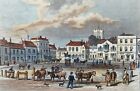 Petersfield Market Mounted Antique Print Mid C 19th Hand-coloured engraving