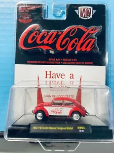 1/64 M2 COCA COLA 1953 VOLKSWAGEN BEETLE DELUXE EUROPEAN MODEL RED AND WHITE - Picture 1 of 3