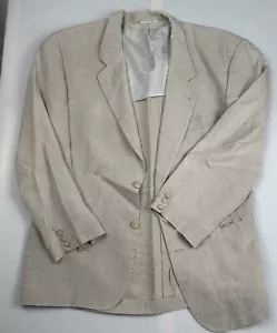 Hugo Boss Mens Sport Coat Jacket Blazer Beige Weave Linen 54 2 Button - Picture 1 of 12