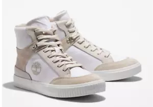 Scarpe da ginnastica alte Timberland Skyla Bay bianche stivali stivali scarpe stivali piatti 9,5 10 NUOVE - Foto 1 di 8