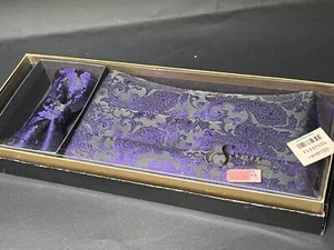 Vtg Santana Bow Tie & Cummerbund Set in Box - Purple & Black Paisley - Picture 1 of 4