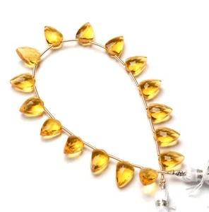 Citrine Color Quartz 10x7 mm Size Faceted Tie Shape Briolette Beads 7" Strand - Picture 1 of 7