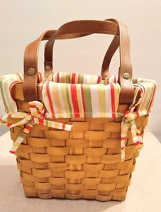 Basket Pocketbook With Leather Handles Lined - Picture 1 of 5