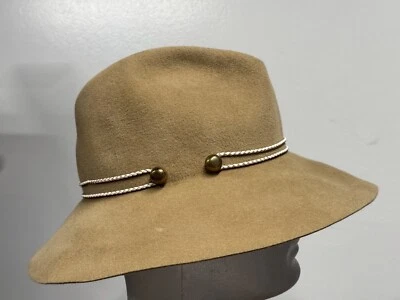 Eugenia Kim Fedora Hat Farrah Tan Rabbit Hair Felt Wide Brim Floppy Hat M New - Image 1 of 4