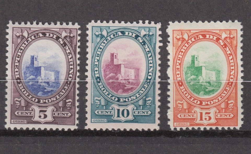 San Marino stamps 1929 Castle Scott#115-117 MH F691 - Image 1 of 1