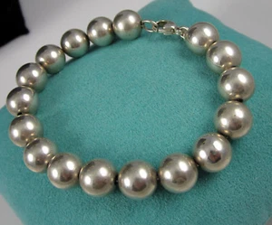 Tiffany & Co Gorgeous Bright Sterling Silver 10 MM Bead Chain Bracelet - Picture 1 of 3