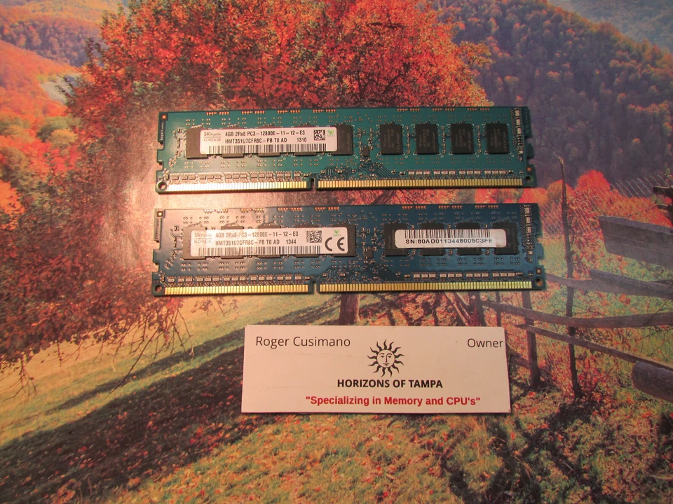 HYNIX 8GB(2X4GB) PC3L-12800E DDR3 HMT351U7CFR8C-PB TO AD SERVER MEMORY - PAIR - Image 1 of 1