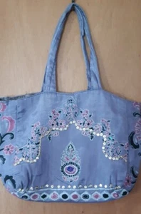 NOA NOA Evening Silk handbag sequinned and filigree design Lilac & pink flowers - Picture 1 of 5