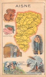 Cromo Ilustración Geografía Francia Aisne Pastillas Salmón - Picture 1 of 2