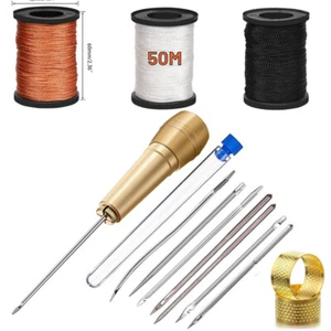 11 Stück Leder Nähahle Set Lederhandwerk DIY Nähnadel Durchschlag Stich Werkzeug - Bild 1 von 16