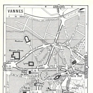 Vannes - - Plan France Ville - Carte ancienne 1967 - Imagen 1 de 2